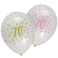 Ballonnen 70 Jaar Pink/Gold Chic (6st)
