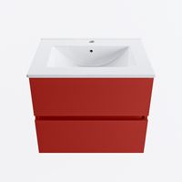 MONDIAZ VICA 60cm badmeubel onderkast Fire 2 lades. Wastafel DENIA midden 1 kraangat, kleur Glanzend Wit.