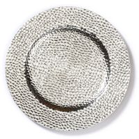 1x stuks kaarsenborden/onderborden zilver glimmend 33 cm - thumbnail
