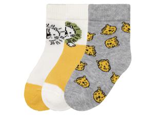 lupilu Babyjongens sokken, 3 paar, met bio-katoen  (15/18, Geel/Wit/Grijs)