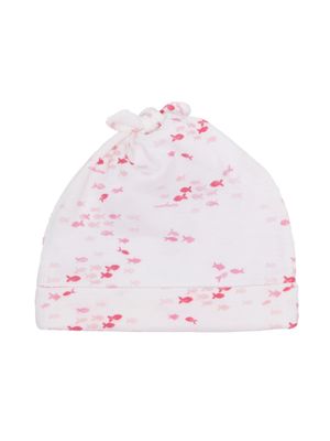 Emporio Armani Kids bonnet en coton à imprimé poisson - Blanc
