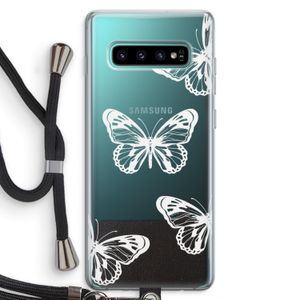 White butterfly: Samsung Galaxy S10 Plus Transparant Hoesje met koord