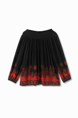 Boho-blouse met off-the-shoulder-hals - BLACK - XS