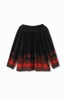 Boho-blouse met off-the-shoulder-hals - BLACK - XS