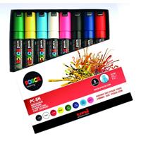 Paintmarker Uni POSCA PC8K breed schuin assorti set à 8 stuks