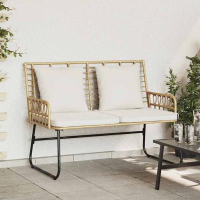 Tuinbank Bruin en Crème Poly riet, staal