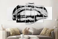 Karo-art Schilderij -Metallic lippen, 5 luik, 200x100cm, Premium print - thumbnail