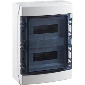 Ekont kleine verdeler IP65 grijs transparant 2x12 modules