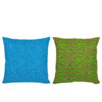 J-Line kussen Patroon Stof - polyester - groen|blauw - 2 stuks - thumbnail