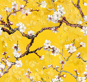 Bloemen lentepatroon behang geel