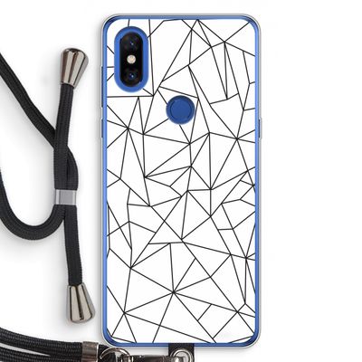 Geometrische lijnen zwart: Xiaomi Mi Mix 3 Transparant Hoesje met koord