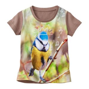T-shirt met dierenmotief van bio-katoen, Pimpelmees Maat: 134/140