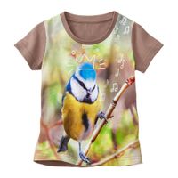 T-shirt met dierenmotief van bio-katoen, Pimpelmees Maat: 134/140 - thumbnail