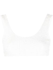 P.A.R.O.S.H. brassière crop à ornements de sequins - Blanc