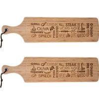 2x Stuks tapas serveerplank met handvat rechthoek 59 x 15 cm van bamboe hout - thumbnail