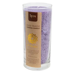 Fair Trade Kruin Chakra (7e) Stearine Kaars in Glas - paars (60