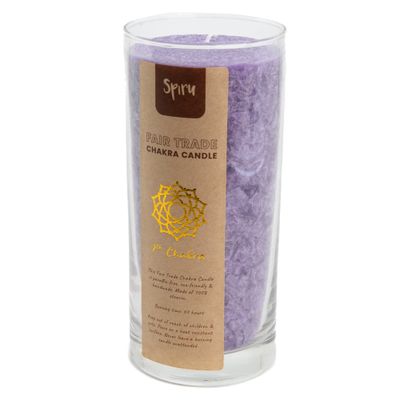 Fair Trade Kruin Chakra (7e) Stearine Kaars in Glas - paars (60