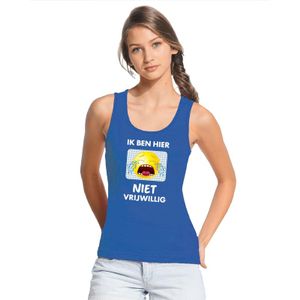 Ik ben hier niet vrijwillig tanktop/ mouwloos shirt blauw dames