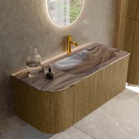 Badmeubel Mondiaz Kurve-Dlux | 105 cm | Meubelkleur Dusk | Wastafelkleur Sombra | Solid surface | Wasbak rechter zijde spoelbak | 1 kraangat