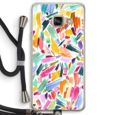 Watercolor Brushstrokes: Samsung Galaxy A3 (2016) Transparant Hoesje met koord