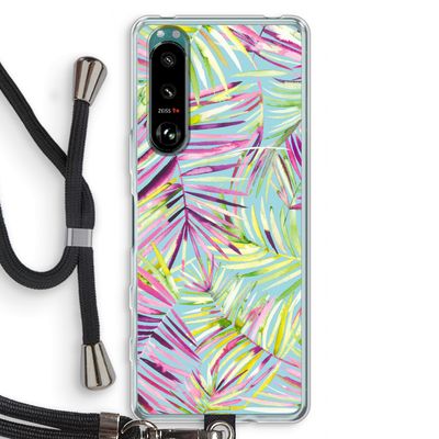 Tropical Palms Blue: Sony Xperia 5 III Transparant Hoesje met koord