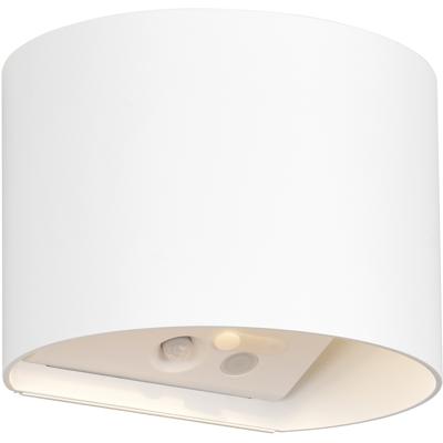 LED Tuinverlichting - Trion Elan - Wandlamp Buitenlamp - 2 Lichtpunten Boven en Onder van 1 Watt - Warm Wit 3000K - Bewegingssensor - Op Batterijen - Halfrond - Mat Wit - Kunststof