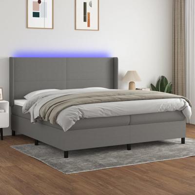 Boxspring met matras stof donkergrijs 200x200 cm