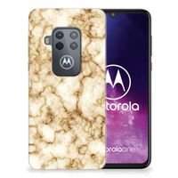 Motorola One Zoom TPU Siliconen Hoesje Marmer Goud - thumbnail