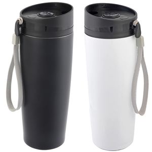 2x stuks RVS isoleer/warmhoudbekers zwart en wit kleur 380 ml