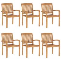 Tuinstoelen 6 st stapelbaar massief teakhout