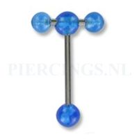 Tongpiercing acryl met extra barbell blauw - thumbnail