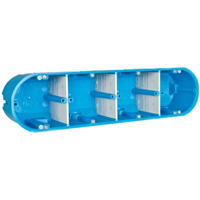 Hollewand inbouwdoos 4 voudig blauw elektra gatmaat 68mm
