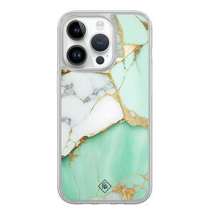 iPhone 14 Pro hybride hoesje - Marmer mintgroen