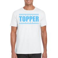 Verkleed T-shirt voor heren - topper - wit - blauwe glitters - feestkleding - thumbnail