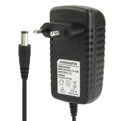 Hoge kwaliteit EU stekker AC 100-240V naar 12V 2A gelijkstroomadapter Tips: 5.5 x 2.1 mm lengte van de kabel: 1m(Black)