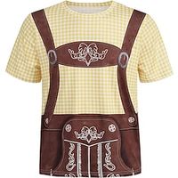 Oktoberfest bier Beiers T-Shirt Lederhosen 3D Grafisch Voor Voor heren Volwassenen Oktoberfest bier 3D afdrukken Feest Casual / Dagelijks Lightinthebox - thumbnail