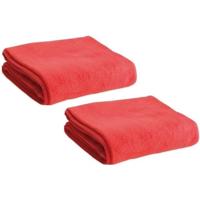 Fleece deken/plaid - 2x - rood - 120 x 150 cm - Polyester fleece - 180 gram - lekker warm kleedje - thumbnail