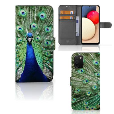 Samsung Galaxy A03s | Telefoonhoesje | Met pasjeshouder | Pauw