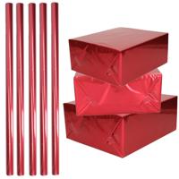 Rol inpakpapier / cadeaufolie - 5x - metallic rood - 200 x 70 cm - cadeaupapier