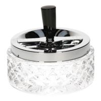 Glazen draaiasbak/terrasasbak - dia 12 cm - Buiten asbakken - Transparant/zilver - Tafelaccessoires   -