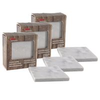 Set van 12 glazenonderzetters marmer steen 10 cm