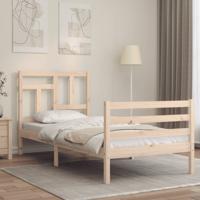 Bedframe met hoofdbord massief hout 90x200 cm