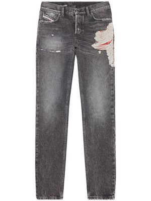Diesel jean droit à effet usé - Noir