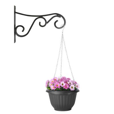 Hangpot + Muurhaak Trani - antraciet - D20 cm - kunststof - metaal - tuinaccessoires