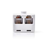 Nedis Telecom-Wandcontactdoos | Type Aansluiting: RJ11 | RJ11 Male | 2x RJ11 (4/6) Female | Splitter | ABS | Wit | Doos - CTGB90995WT
