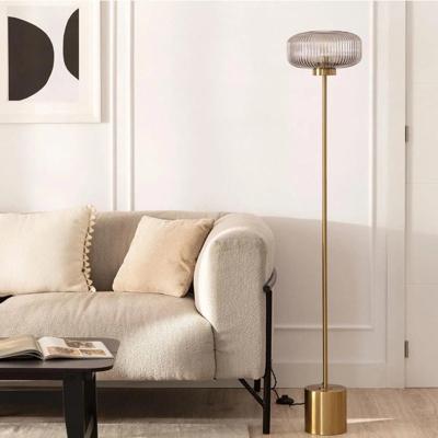Staande lamp Klassiek goud glazen kap E27 &apos;Finley&apos; 142 cm