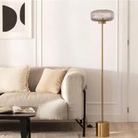 Staande lamp Klassiek goud glazen kap E27 'Finley' 142 cm Staande lamp Klassiek goud glazen kap E27 'Finley' 142 cm