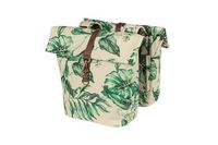 Basil ever-green dubbele fietstas, gerecycled pet, waterkerende vouwsluiting, unisex, fiets, sandshell beige