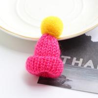 12PCS cute mini gebreide hairball Hat broche trui pinnen badge (Rose rood)