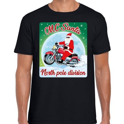 Fout kerst t-shirt voor motorliefhebbers MC Santa zwart heren Fout kerst t-shirt voor motorliefhebbers MC Santa zwart heren